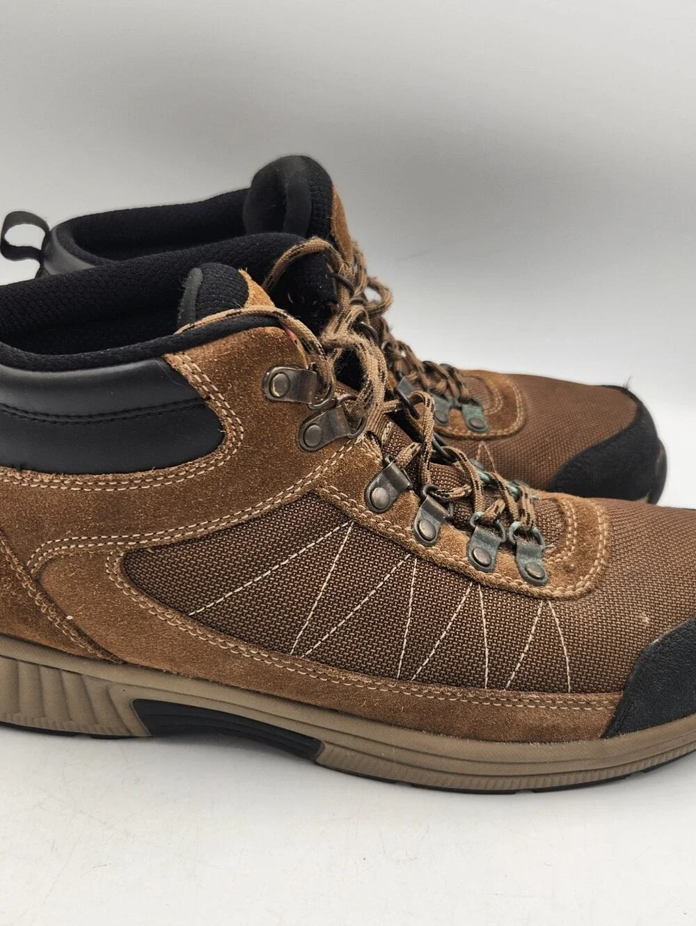 Orthofeet Hunter Leather Ankle Hiking Boot Mens 11 2E Wide Brown Cap Toe Comfort
